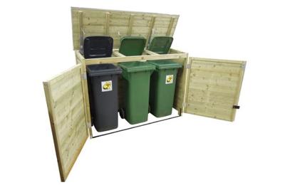 Lutrabox Containerberging 2x 140L en 1x 240L | 187x90x125 cm - voor 3 containers!- - Hout- Lutrabox