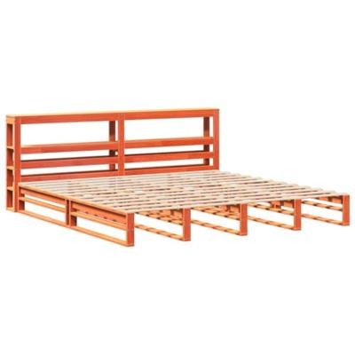 Bedframe zonder matras massief grenenhout wasbruin 200x200 cm