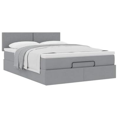 Ottoman bed met matras 140x200cm stof lichtgrijs