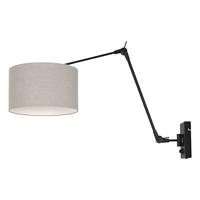 Steinhauer Wandlamp prestige chic 8119 zwart kap grijs linnen - thumbnail
