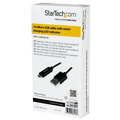 StarTech.com Micro USB-kabel van 1 m met LED-laadindicator - st/st - USB naar Micro USB-kabel