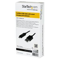 StarTech.com Micro USB-kabel van 1 m met LED-laadindicator - st/st - USB naar Micro USB-kabel - thumbnail