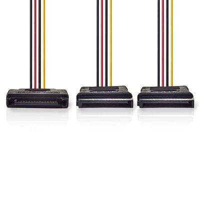 Interne Voedingskabel | SATA 15-Pins Male | 2x SATA 15-Pins Female | Verguld | 0.15 m | Rond | PVC | Multicolour