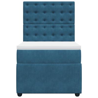 Boxspring met matras fluweel donkerblauw 140x190 cm - thumbnail