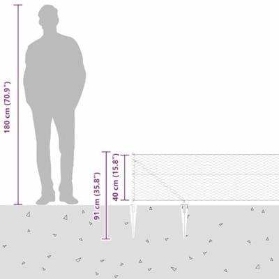 VidaXL Afrasteringspaal zilver 25 x 0,4 m (36 mm gaas) staal