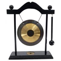 Feng Shui Tafelgong met Klopper en Zwart Frame (20 cm) - thumbnail