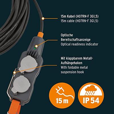 Verlengkabeldoos Powerblock 15m 3x1.5mm IP54 - thumbnail