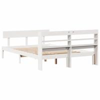 Bedframe zonder matras massief grenenhout wit 140x190 cm - thumbnail