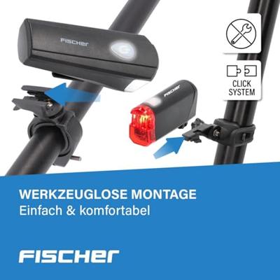 FISCHER FAHRRAD Fietsverlichtingsset LED werkt op batterijen Zwart