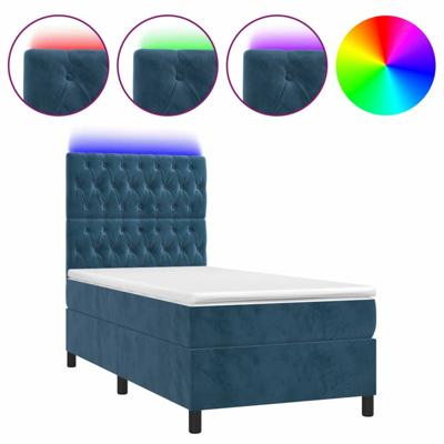 Boxspring met matras en LED fluweel donkerblauw 100x200 cm
