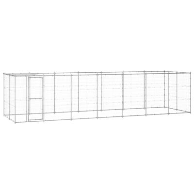Hondenkennel met dak 16,94 m² gegalvaniseerd staal