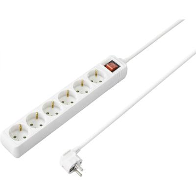 Sygonix SY-4891004 Stekkerdoos met schakelaar 6-voudig Wit Randaarde stekker 1 stuk(s)