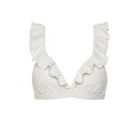 Beachlife broderie anglaise voorgevormde beugel bikinitop met ruches wit - thumbnail