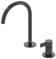 IVY Pact Wastafelmengkraan - 2-gats - bladmontage - uitloop - coldstart - Zwart chroom PVD 6101307 - thumbnail