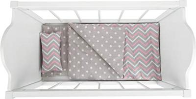 Small Foot houten poppenbed wit met beddengoed strepen, 4dlg. Small Foot houten poppenbed wit met beddengoed strepen, 4dlg.