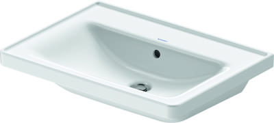 Wastafel Duravit D-Neo Met Rand Overloop Kraanvlak Zonder Kraangat 65 cm Hoogglans Wit