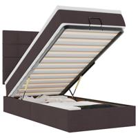 Bed met matras 90x200 cm stof donkerbruin - thumbnail