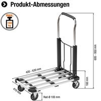MEISTER aluminium vouwplatformwagen 150kg - thumbnail