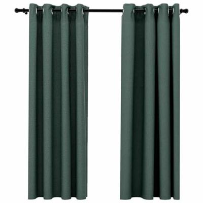 VidaXL Gordijnen linnen-look verduisterend ogen 2 st 140x175 cm groen VidaXL Gordijnen linnen-look verduisterend ogen 2 st 140x175 cm groen