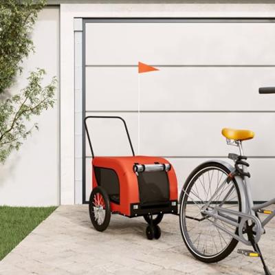 VidaXL Hondenfietstrailer oxford stof en ijzer oranje en zwart VidaXL Hondenfietstrailer oxford stof en ijzer oranje en zwart