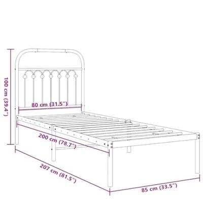 Bedframe met hoofdbord metaal zwart 80x200 cm