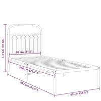 Bedframe met hoofdbord metaal wit 80x200 cm - thumbnail