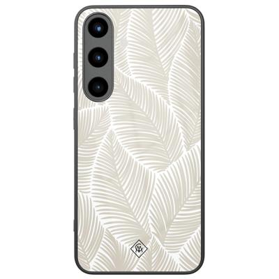 Samsung Galaxy S25 glazen hardcase - Palmy leaves beige Samsung Galaxy S25 glazen hardcase - Palmy leaves beige