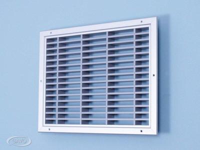 Lamellenrooster brandwerend geanodiseerd kader grijze lamellen Lamellenrooster brandwerend geanodiseerd kader grijze lamellen