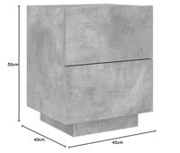 Nachtkastjes met LED-verlichting 2 st bewerkt hout betongrijs - thumbnail
