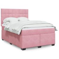 Boxspring met matras fluweel roze 160x200 cm - thumbnail