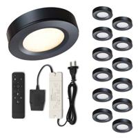 Set LED-opbouwspot met afstandsbediening Adria zwart 3W dimbaar 1-12 stuks - thumbnail