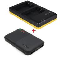 Powerpakket Deluxe: LP-E17 duo oplader + 5000mAh Powerbank voor 2 Canon accu's LP-E17 - thumbnail