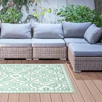 Esschert Design buitenkleed 182x122 cm groen en wit - thumbnail