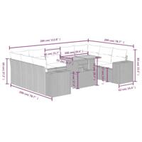 10-delige Loungeset met kussens poly rattan zwart - thumbnail