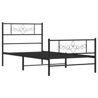 Bedframe met hoofd- en voeteneinde metaal zwart 80x200 cm - thumbnail
