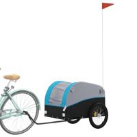 Fietstrailer 45 kg ijzer zwart en blauw - thumbnail