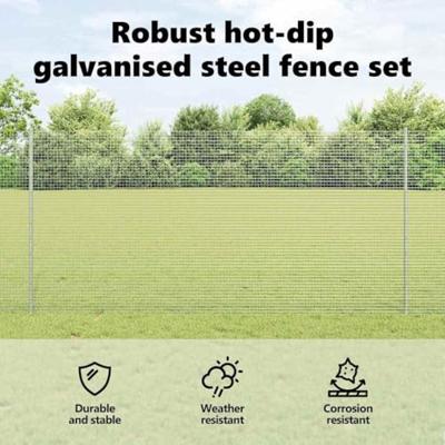 VidaXL Hek met paal zilver 1,2 x 10 m staal