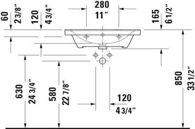 Wastafel Duravit D-Neo Met Rand Overloop Kraanvlak Zonder Kraangat 65 cm Hoogglans Wit - thumbnail