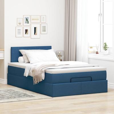 Ottoman bed met matras 90x190cm stof blauw - thumbnail