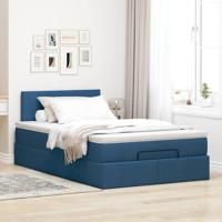 Ottoman bed met matras 90x190cm stof blauw - thumbnail