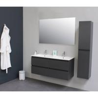 Badkamermeubel BWS Pepper Wastafel Porselein Twee Kraangaten 120x55x46 cm Antraciet - thumbnail