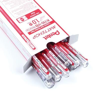 Gelschrijver pentel k110 mattehop m rood | 12 stuks