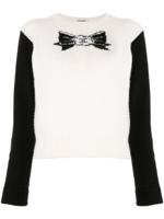 Chanel Pre-Owned 1995 intarsia-bow cashmere jumper - White - thumbnail