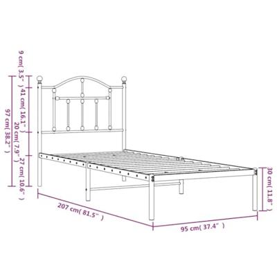 Bedframe met hoofdbord metaal zwart 90x200 cm Bedframe met hoofdbord metaal zwart 90x200 cm