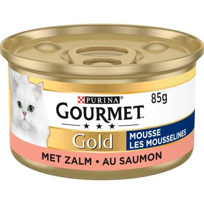Gourmet Gold Mousse met zalm kattenvoer (85 g) 2 trays (48 x 85 g)