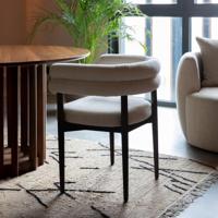 Dutchbone Eetkamerstoel 'Sela' Geweven stof, kleur Off White - thumbnail