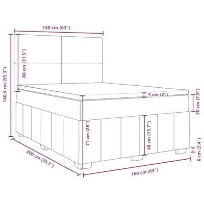 Boxspring met matras stof lichtgrijs 160x200 cm