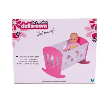 My Beautiful Dolls Room My beautiful dollsroom houten poppenbed 49x37x35 cm roze/wit