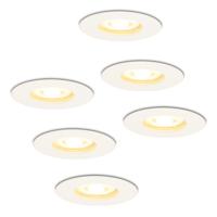 Set van 6 Bari LED Inbouwspots - 4,5 Watt 345 lumen - 2700K Warm Wit - GU10 - Dimbaar - Rond - IP65 Waterdicht - Wit - Voor binnen, buiten en badkamer - thumbnail