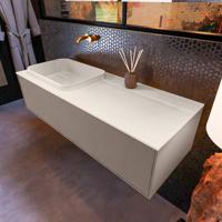 Badkamermeubelset Mondiaz Erin 120 cm met 1 Lade met RIDGE Wastafel Links Linen Zonder Kraangaten Greeploos Mat Smoke - thumbnail